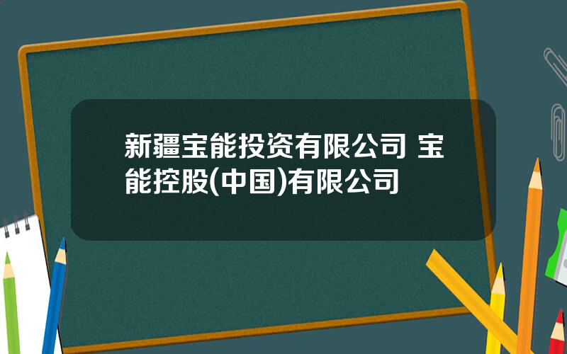 新疆宝能投资有限公司 宝能控股(中国)有限公司